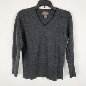 Fenn Wright Manson Women Charcoal Gray V Neck Merino Wool Pullover Sweater Large